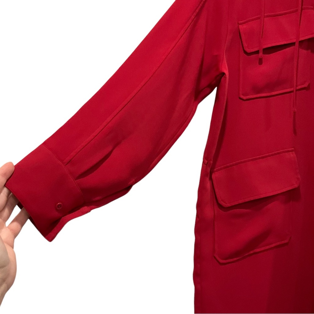Aritzia Babaton Howitt Shirt Dress Jacket Red Utilitarian Pockets Women’… - Picture 9 of 16